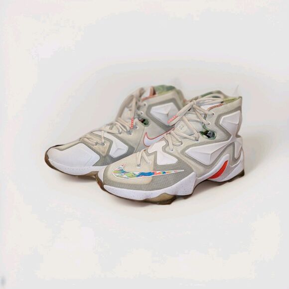 Nike LeBron 13 Easter 2016 Mens Size 9.5 White and Bright Blue Green Orange - Picture 1 of 11